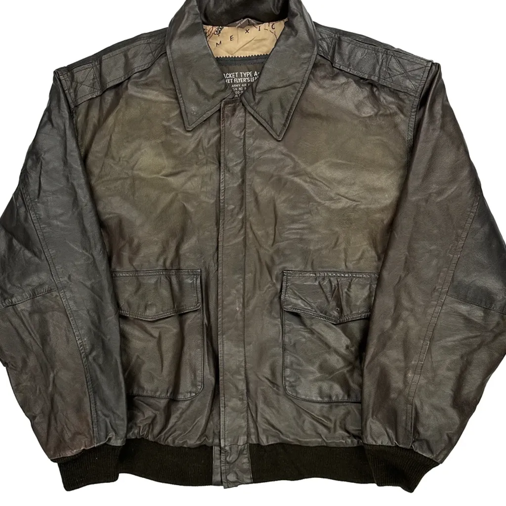 U.S. Air Force A-2 Flight Leather Jacket - XL Black Leather - Image 5