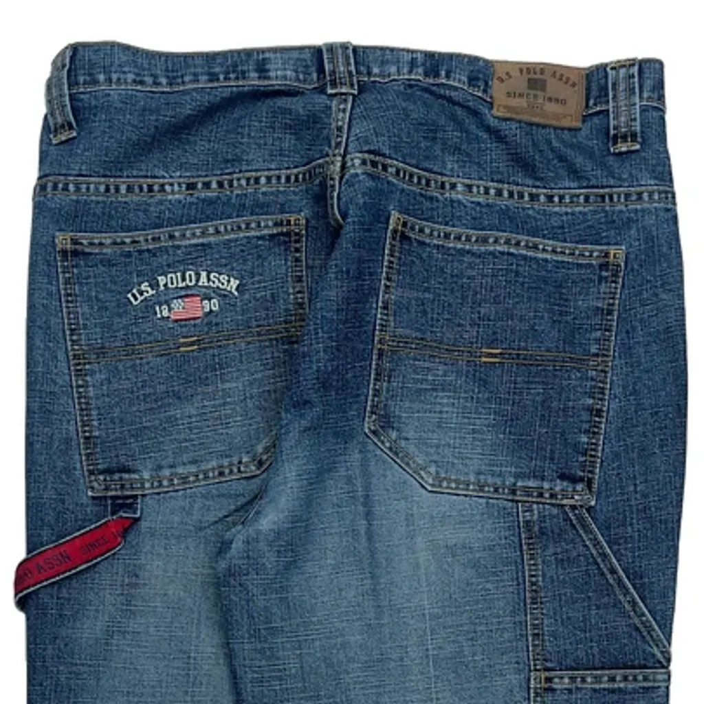 U.S. Polo Assn. Loose Carpenter Jeans - 35W 34L Blue Cotton Blend - Image 8