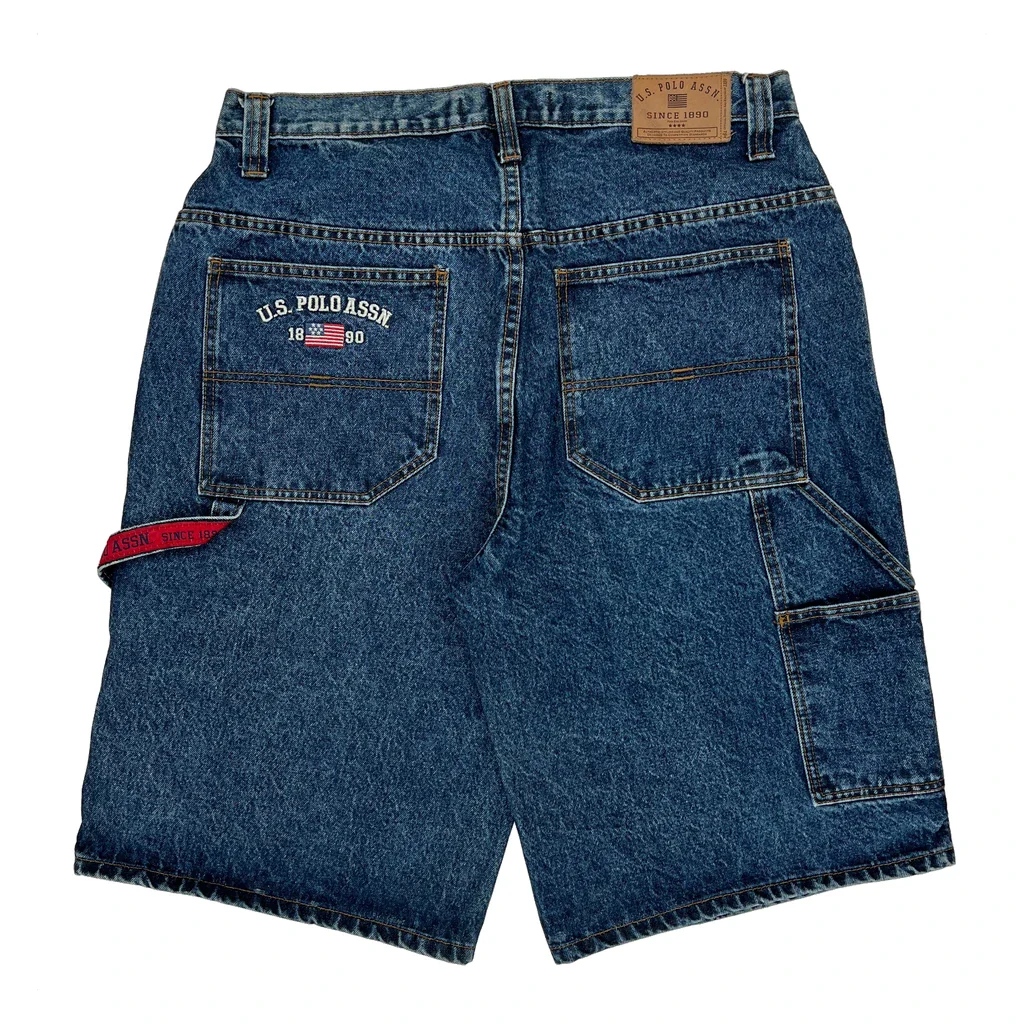 U.S. Polo Assn. Baggy Denim Carpenter Shorts - 34W 14L Blue Cotton
