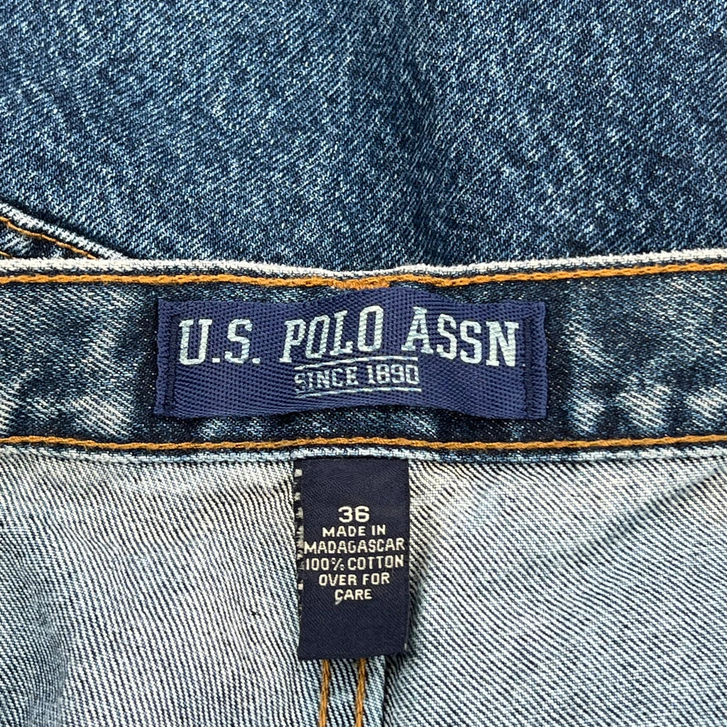U.S. Polo Assn. Baggy Denim Carpenter Shorts - 34W 14L Blue Cotton - Image 6