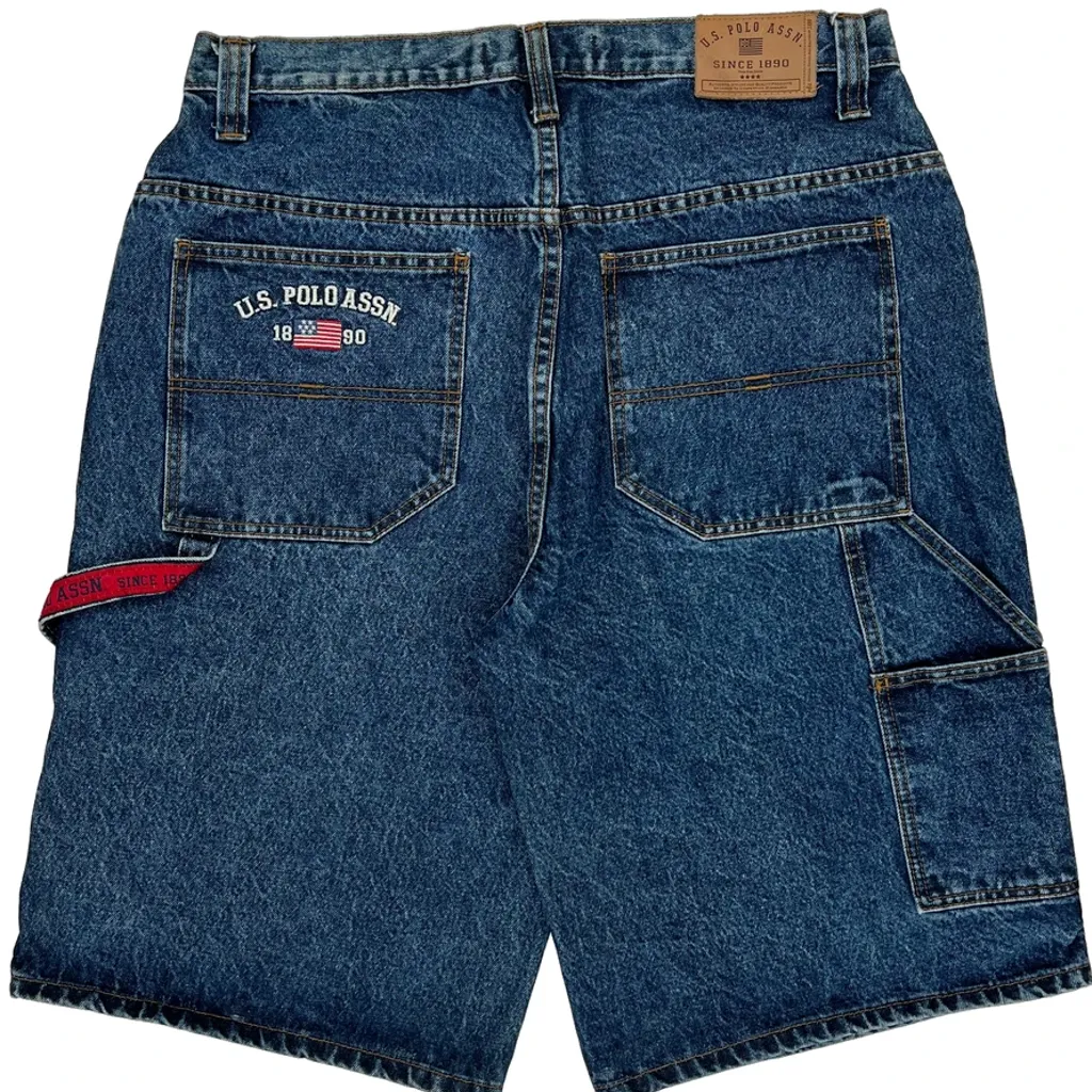 U.S. Polo Assn. Baggy Denim Carpenter Shorts - 34W 14L Blue Cotton - Image 8