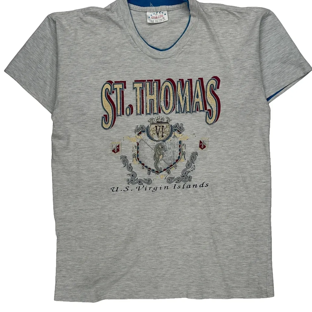 U.S. Virgin Islands Star Time Graphic T-Shirt - XL Grey Cotton Blend - Image 4