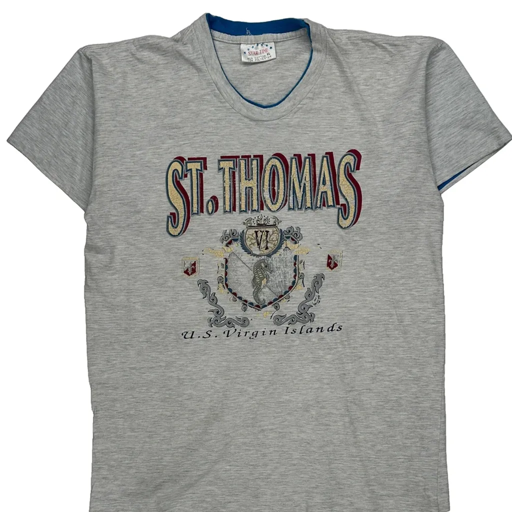 U.S. Virgin Islands Star Time Graphic T-Shirt - XL Grey Cotton Blend - Image 5