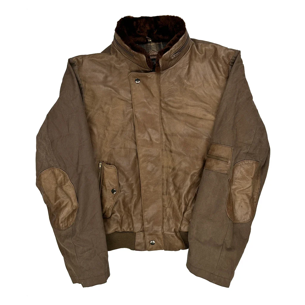 U2 Patched Flight Leather Jacket - Medium Brown Leather