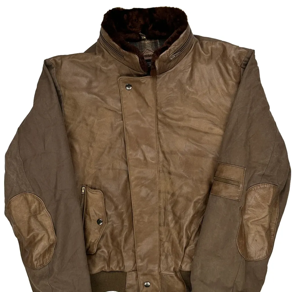 U2 Patched Flight Leather Jacket - Medium Brown Leather - Image 5