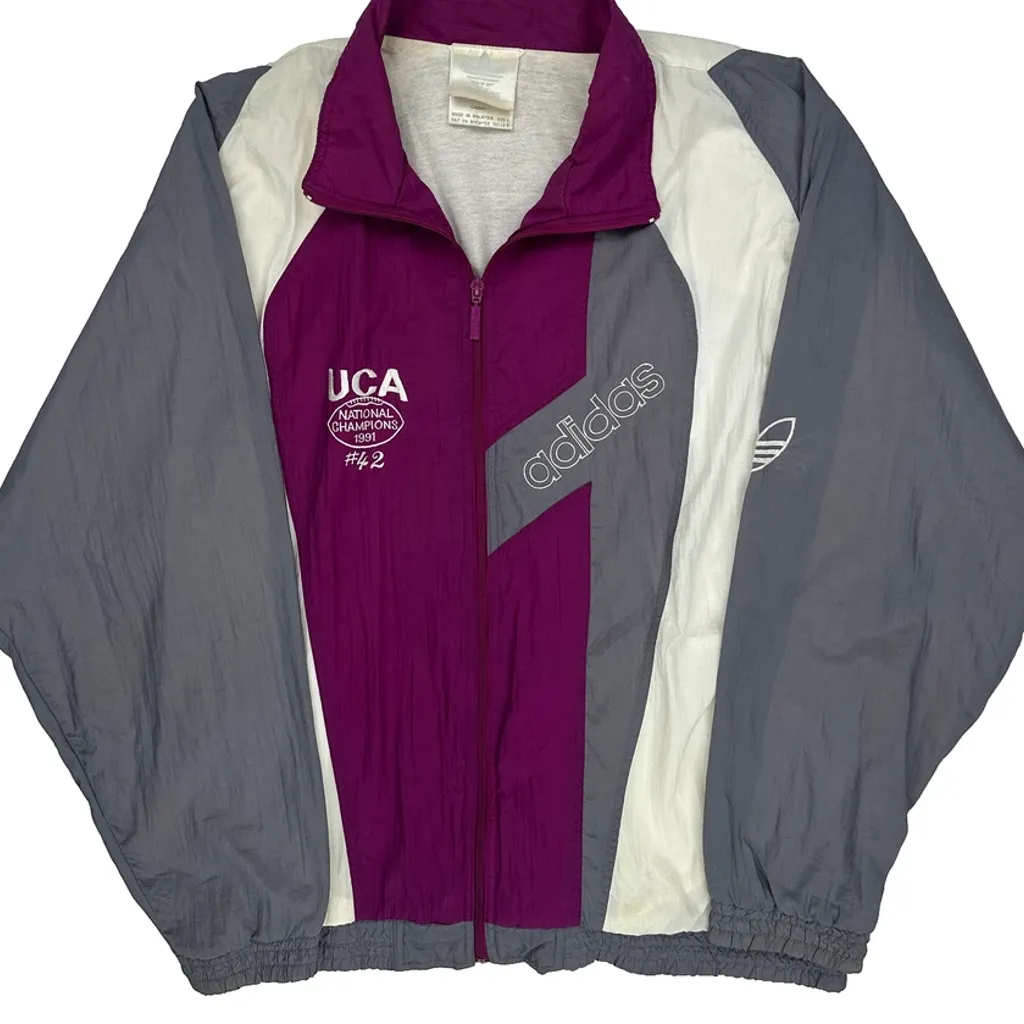 Uca National Champion 1991 Adidas Graphic Track Jacket - Large Gray Polyester - Image 4