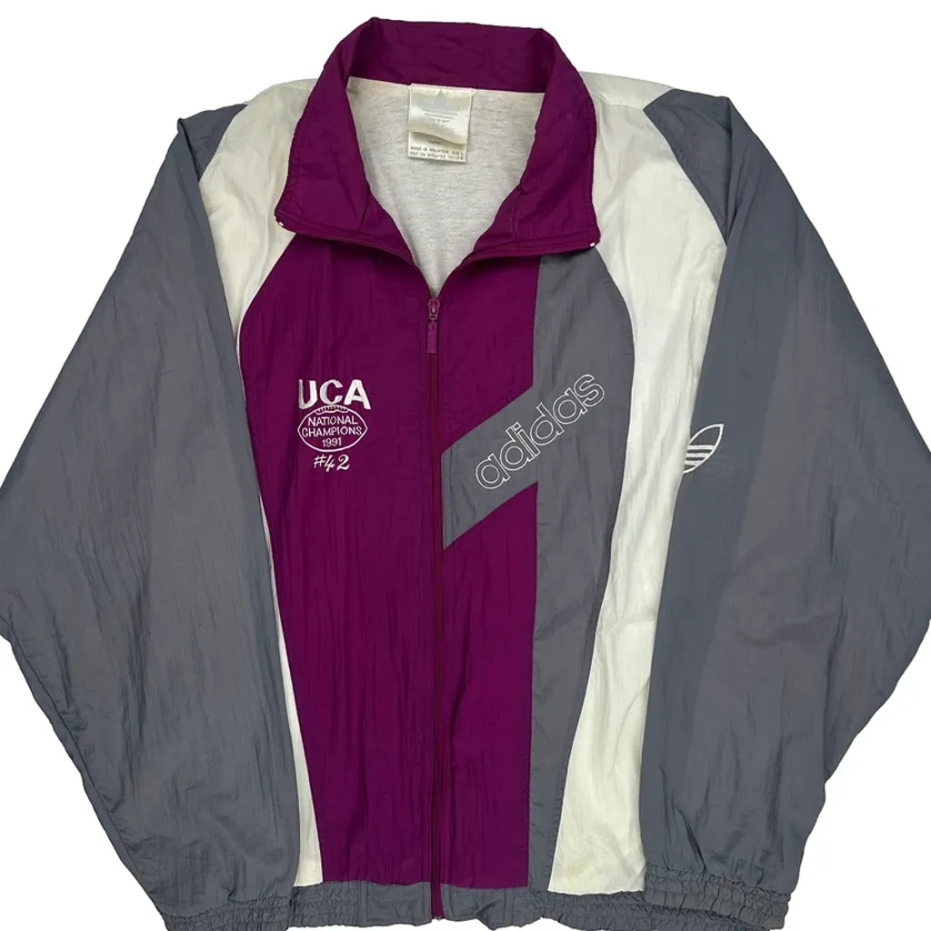 Uca National Champion 1991 Adidas Graphic Track Jacket - Large Gray Polyester - Image 5
