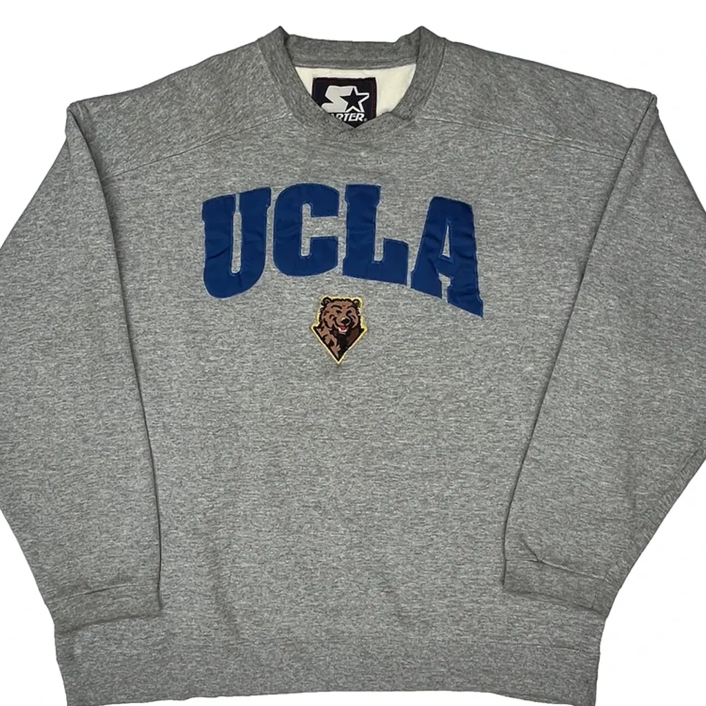 Ucla Starter College Sweatshirt - XL Grey Cotton - Image 5