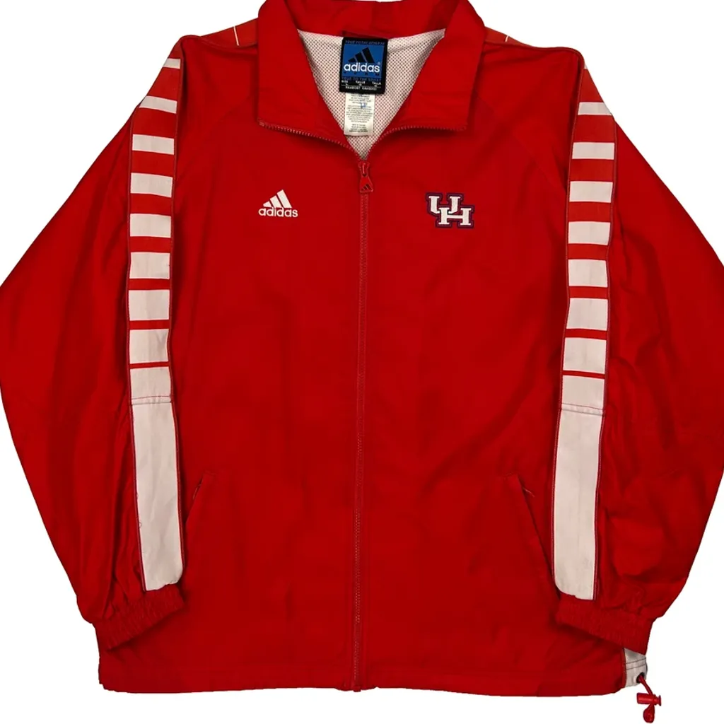Uh Adidas Striped Track Jacket - Large Red Nylon - Image 5