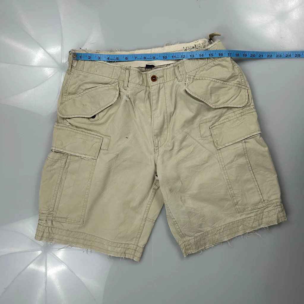 Unbranded Cargo Shorts - 32W 11L Beige Cotton - Image 3