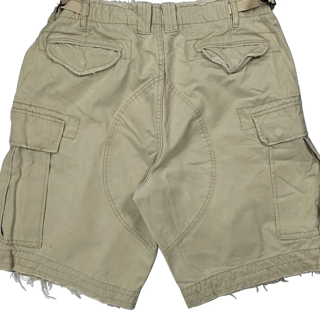 Unbranded Cargo Shorts - 32W 11L Beige Cotton - Image 7