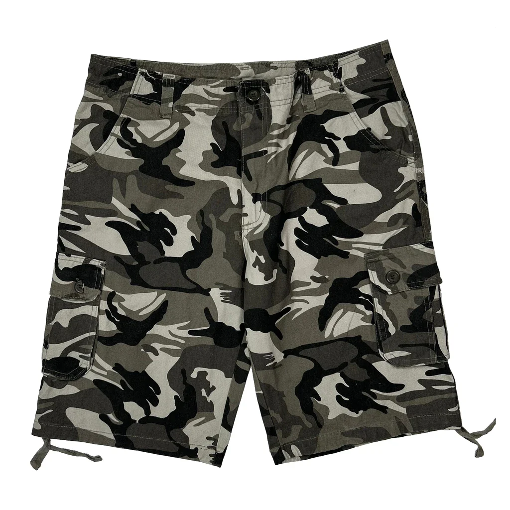 Unbranded Camo Cargo Shorts - 34W 11L Black Cotton - Image 2