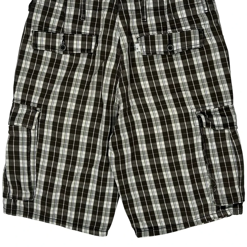 Unbranded Checked Cargo Shorts - 32W 11L Brown Cotton - Image 7
