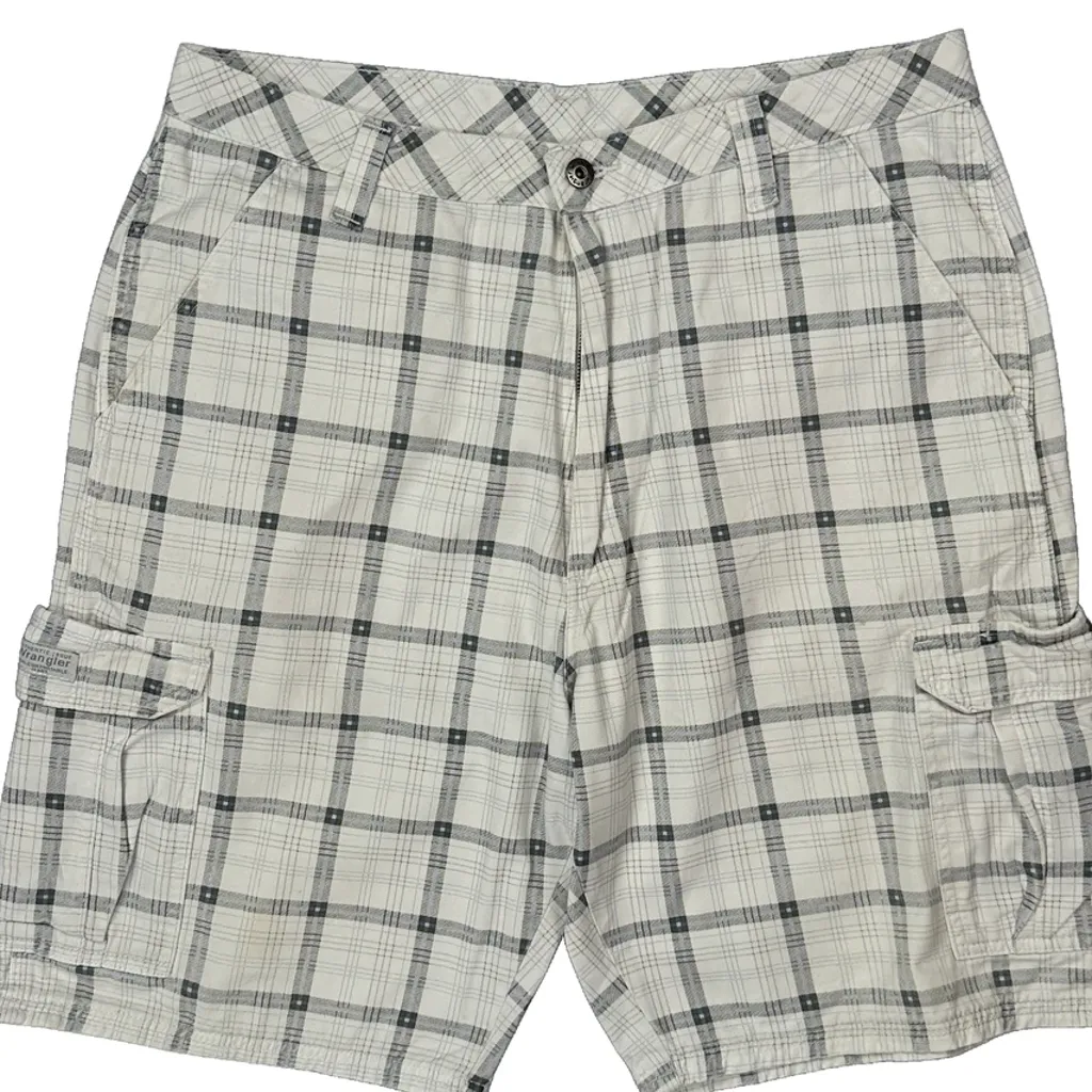 Unbranded Checked Cargo Shorts - 36W 11L White Cotton - Image 10