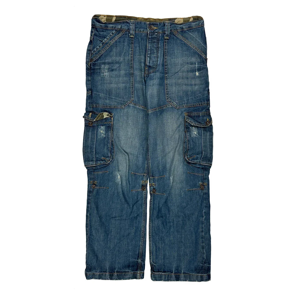 Unbranded Cargo Trousers - 34W 31L Blue Denim - Image 2