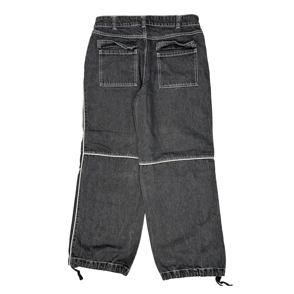 Unbranded Contrast Stitch Cargo Trousers - 31W UK 12 Black Cotton
