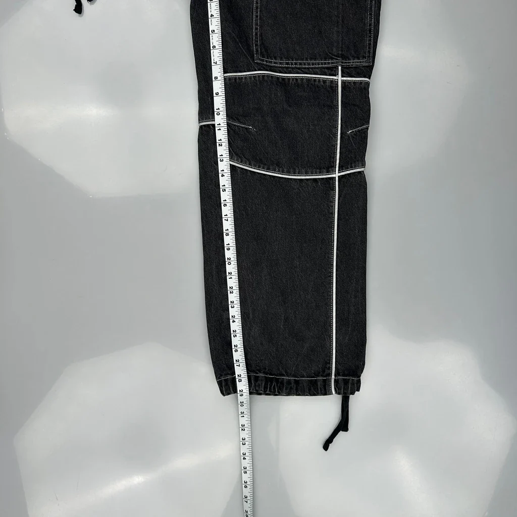 Unbranded Contrast Stitch Cargo Trousers - 31W UK 12 Black Cotton - Image 5