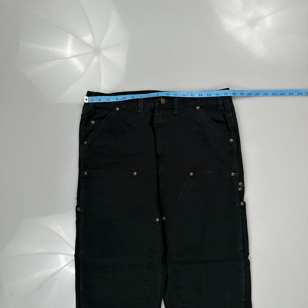 Unbranded Double Knee Carpenter Trousers - 34W 30L Black Cotton - Image 3
