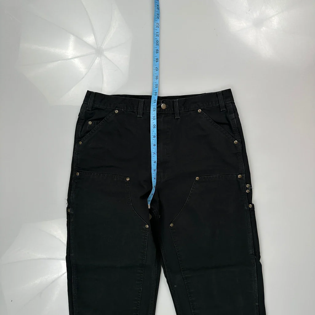 Unbranded Double Knee Carpenter Trousers - 34W 30L Black Cotton - Image 4