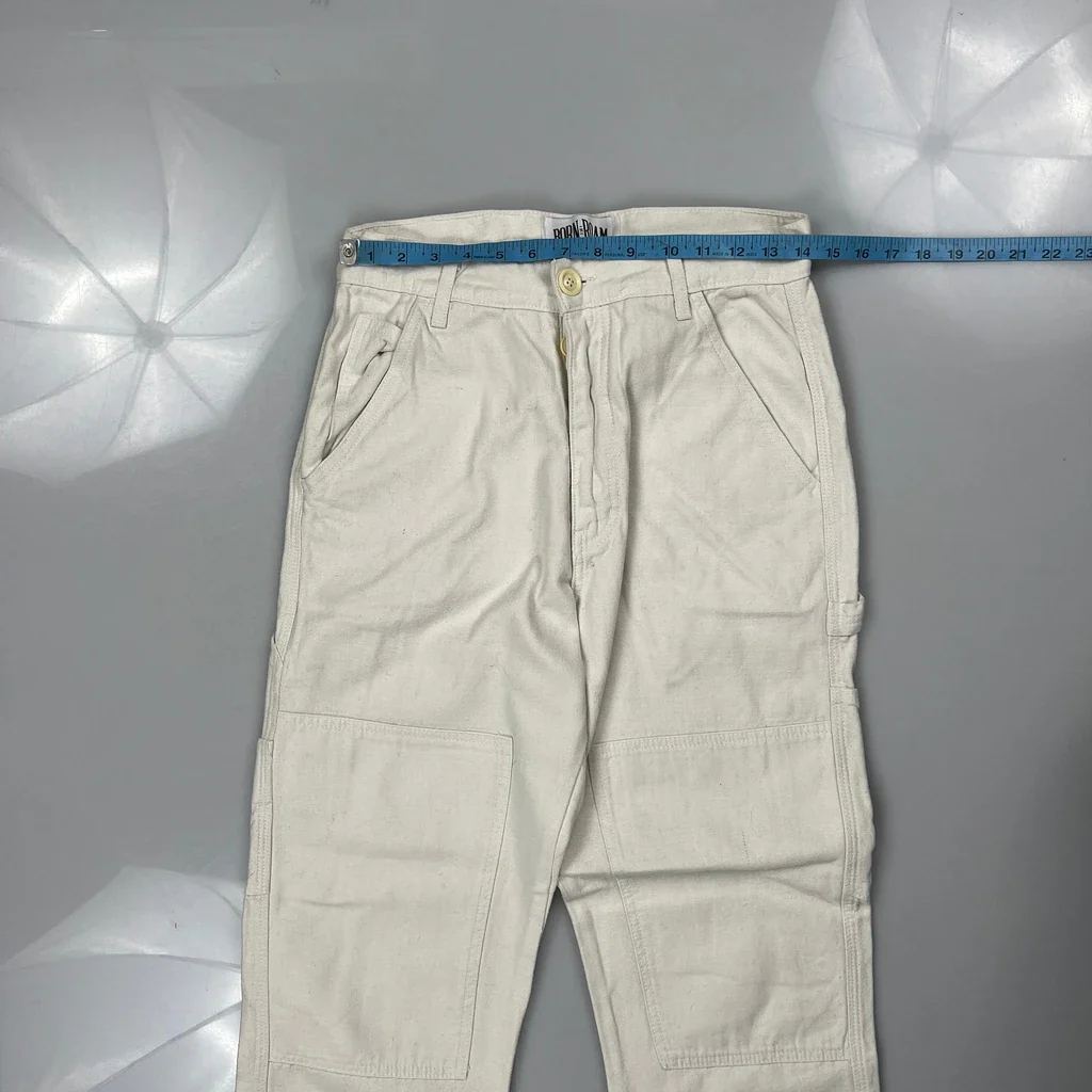 Unbranded Carpenter Trousers - 27W UK 8 Cream Cotton - Image 3