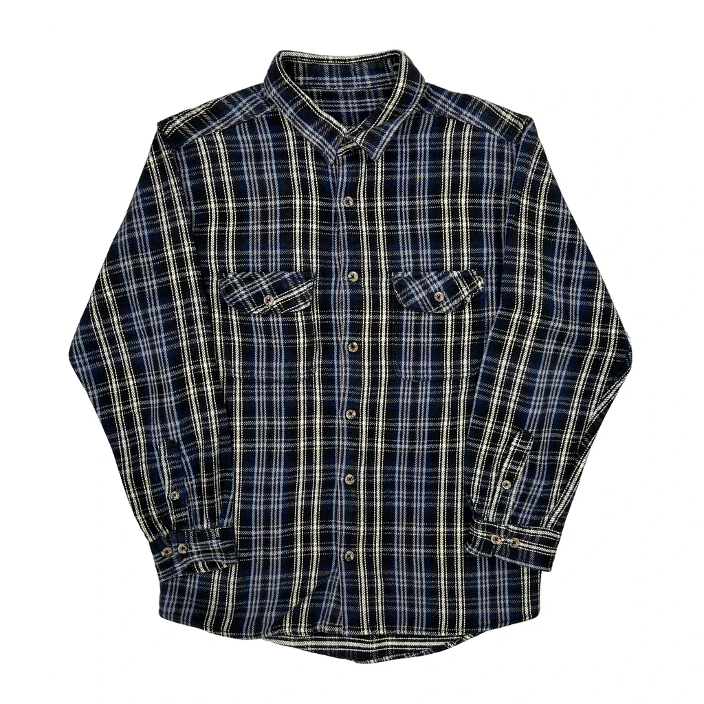 Unbranded Checked Flannel Shirt - Large Blue Cotton