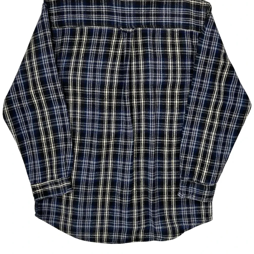 Unbranded Checked Flannel Shirt - Large Blue Cotton - Image 7