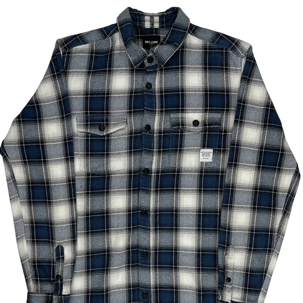 Unbranded Checked Flannel Shirt - Large Blue Cotton - Image 5