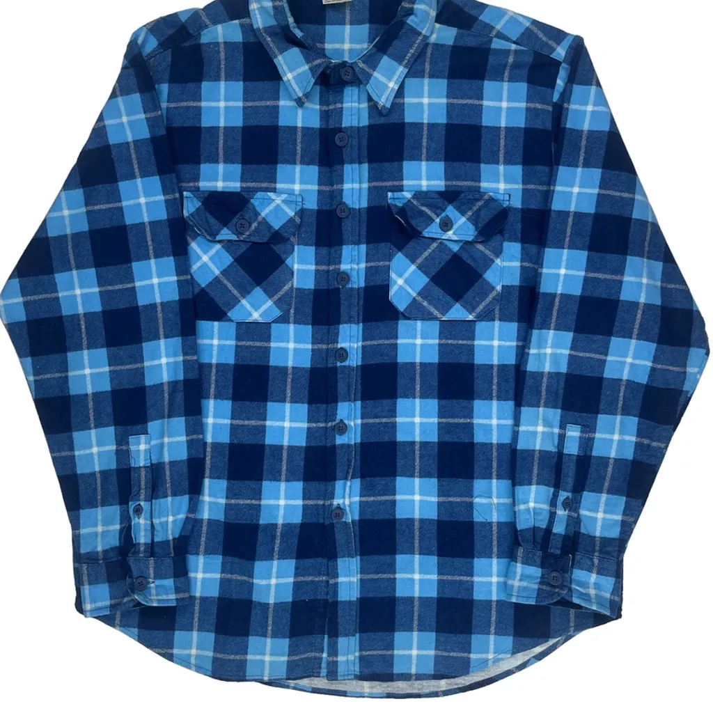 Unbranded Checked Flannel Shirt - XL Blue Cotton - Image 4