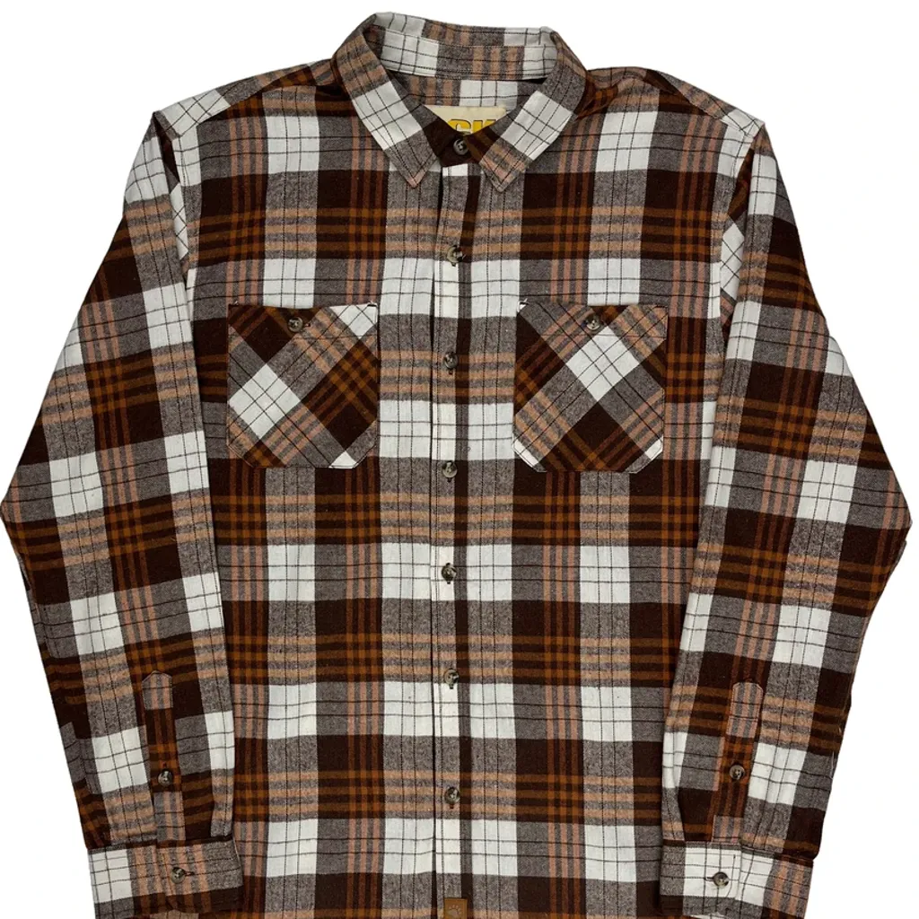 Unbranded Checked Flannel Shirt - No Size Brown Cotton - Image 5