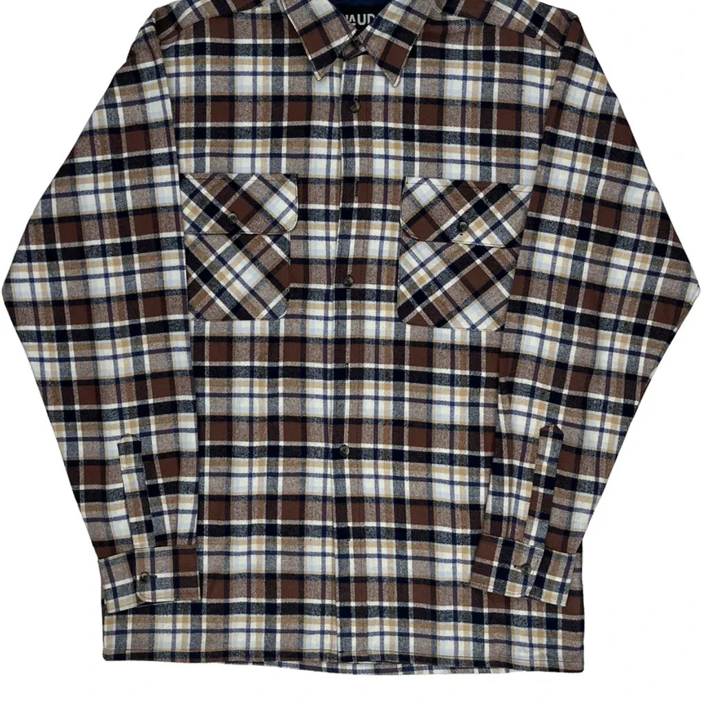 Unbranded Checked Flannel Shirt - Small Brown Cotton - Image 4