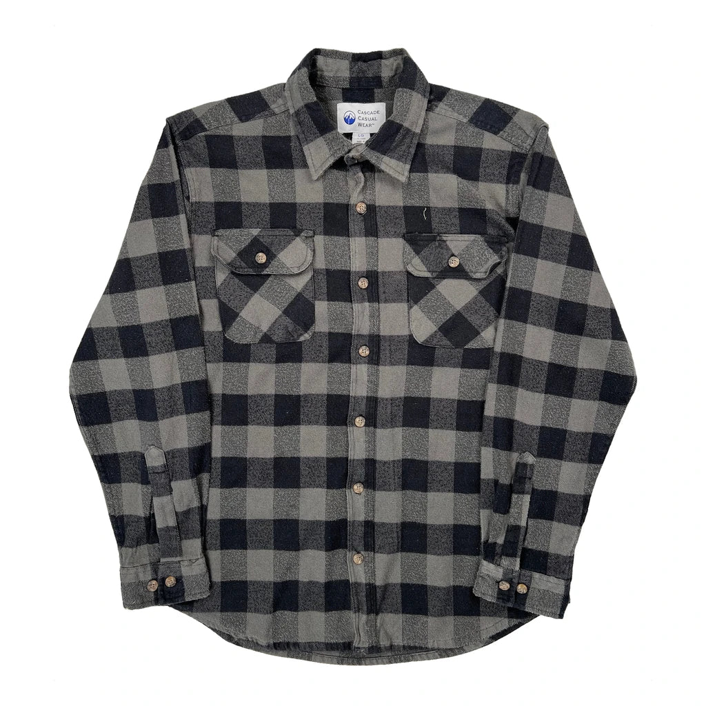Unbranded Checked Flannel Shirt - Large Gray Cotton
