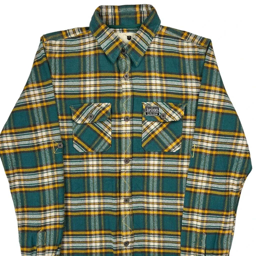 Unbranded Checked Flannel Shirt - Large Green Cotton - Image 4