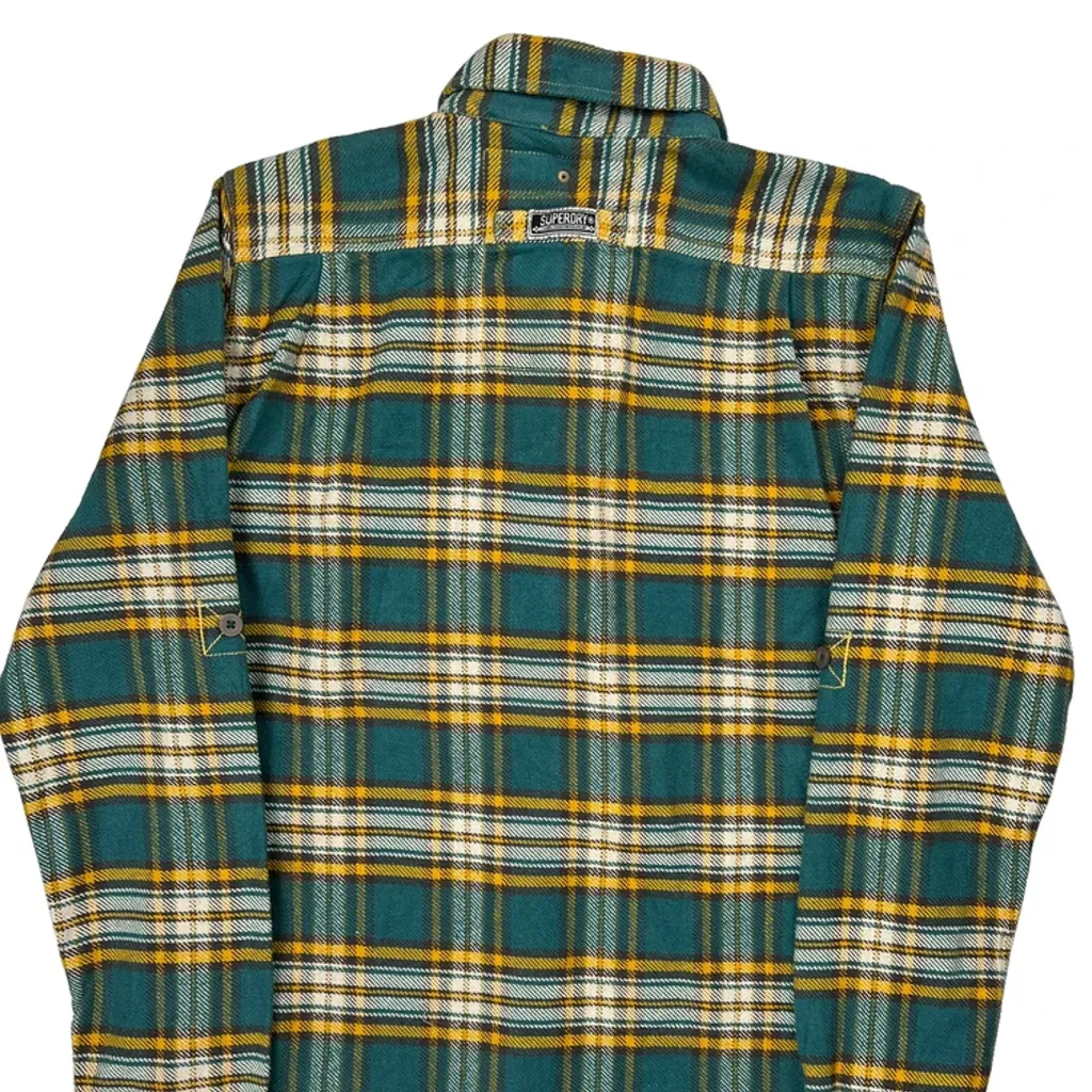Unbranded Checked Flannel Shirt - Large Green Cotton - Image 7