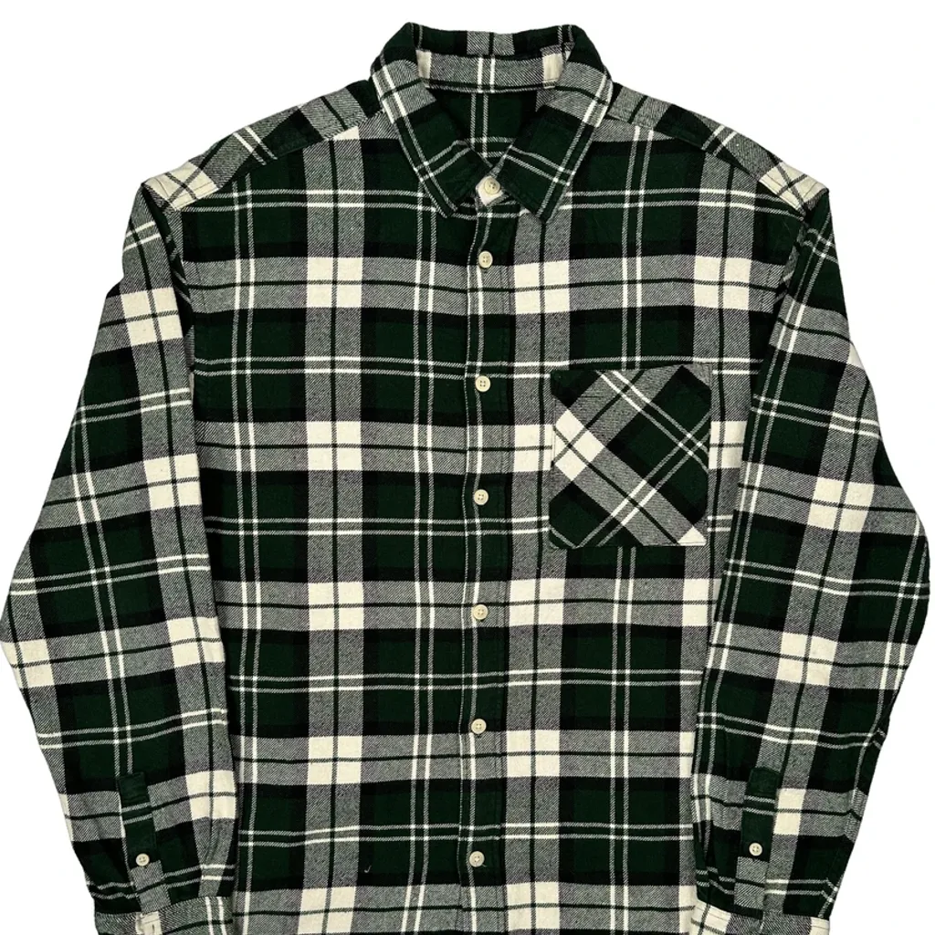 Unbranded Checked Flannel Shirt - XL Green Cotton - Image 4
