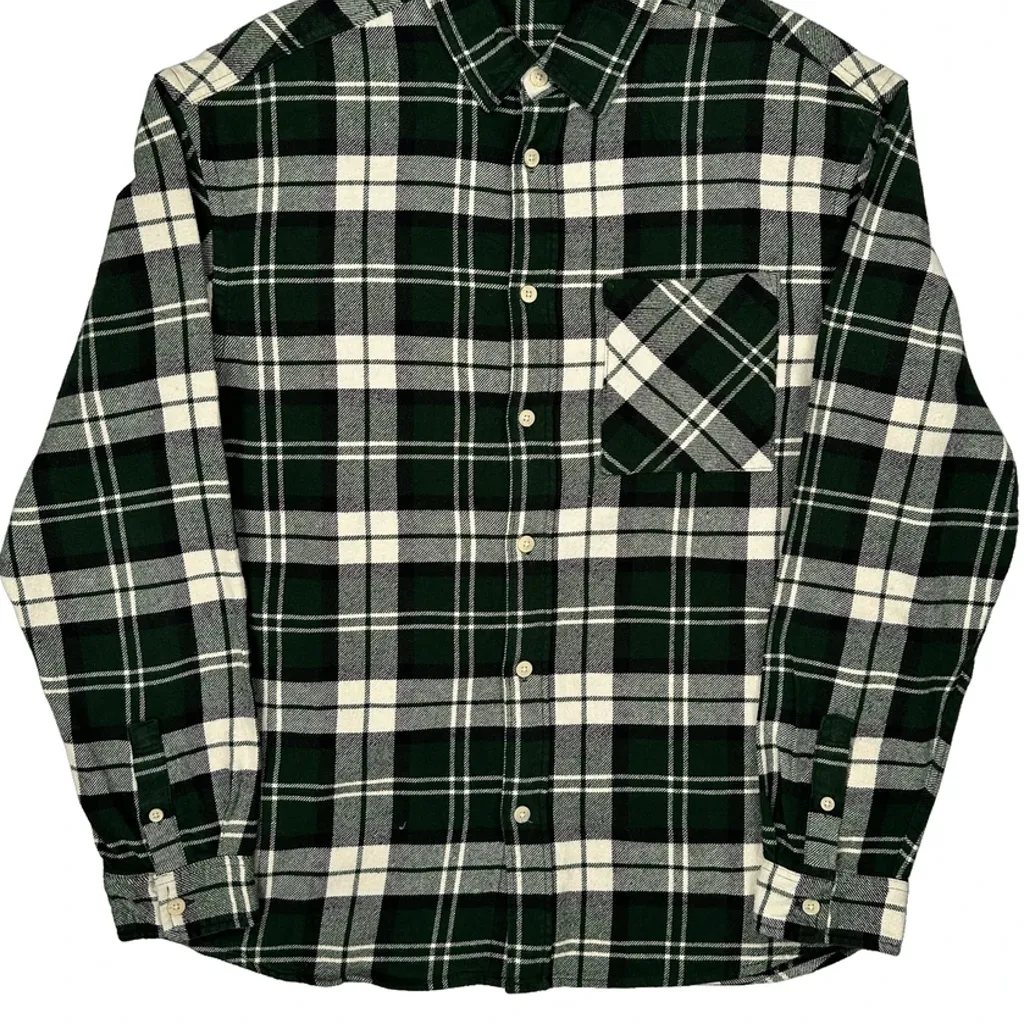 Unbranded Checked Flannel Shirt - XL Green Cotton - Image 5