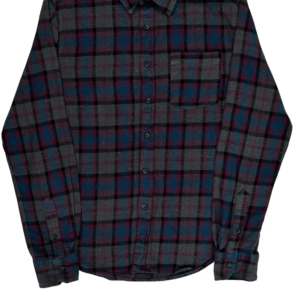 Unbranded Checked Flannel Shirt - Medium Grey Cotton - Image 5