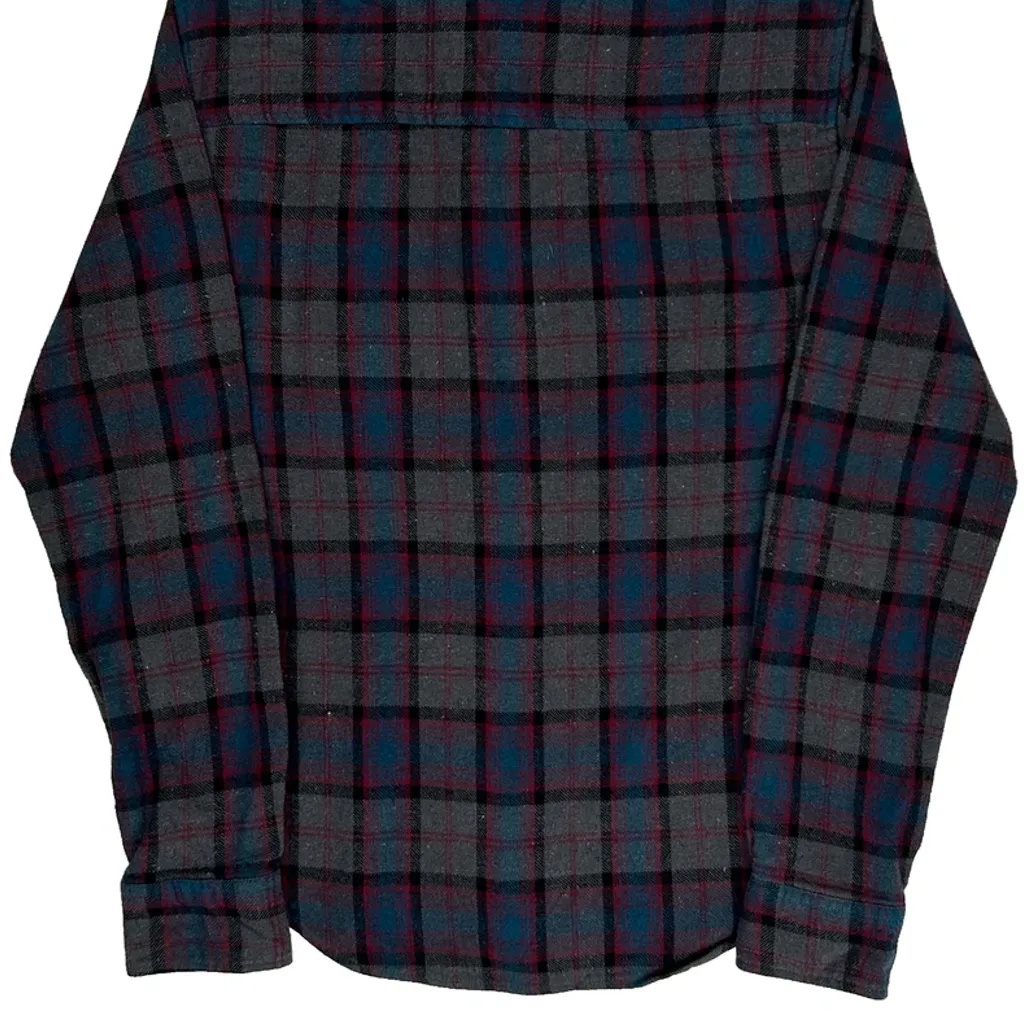 Unbranded Checked Flannel Shirt - Medium Grey Cotton - Image 7