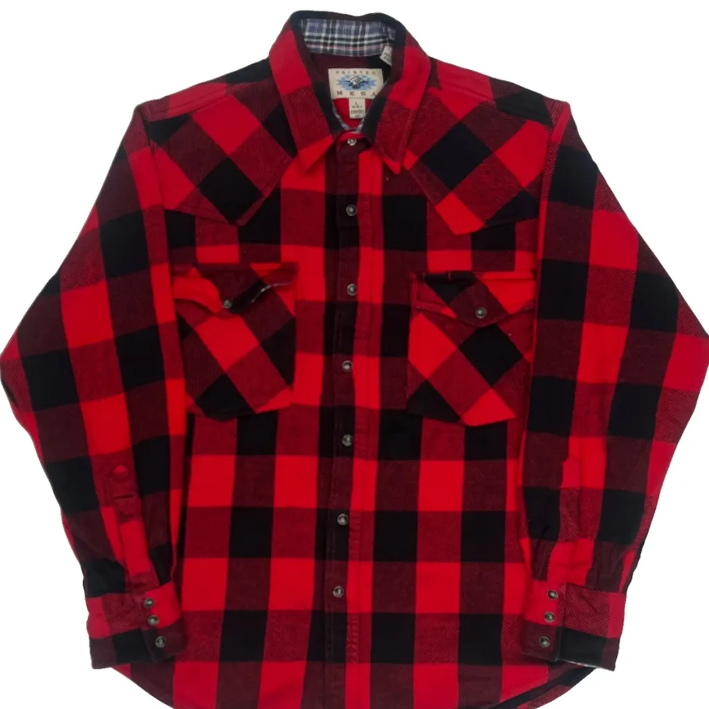 Unbranded Checked Flannel Shirt - Large Red Cotton - Image 4