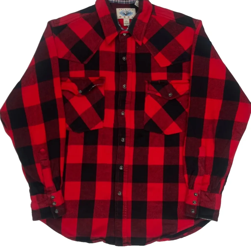 Unbranded Checked Flannel Shirt - Large Red Cotton - Image 5