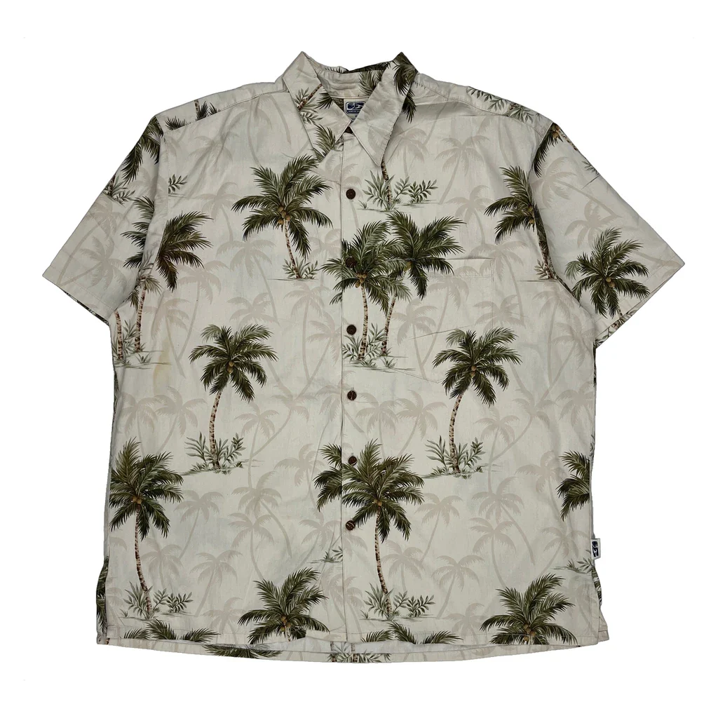 Unbranded Hawaiian Shirt - XL Beige Cotton