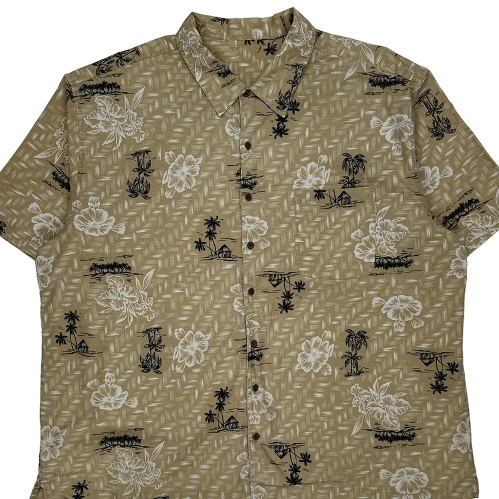 Unbranded Floral Hawaiian Shirt - 2XL Beige Cotton - Image 5