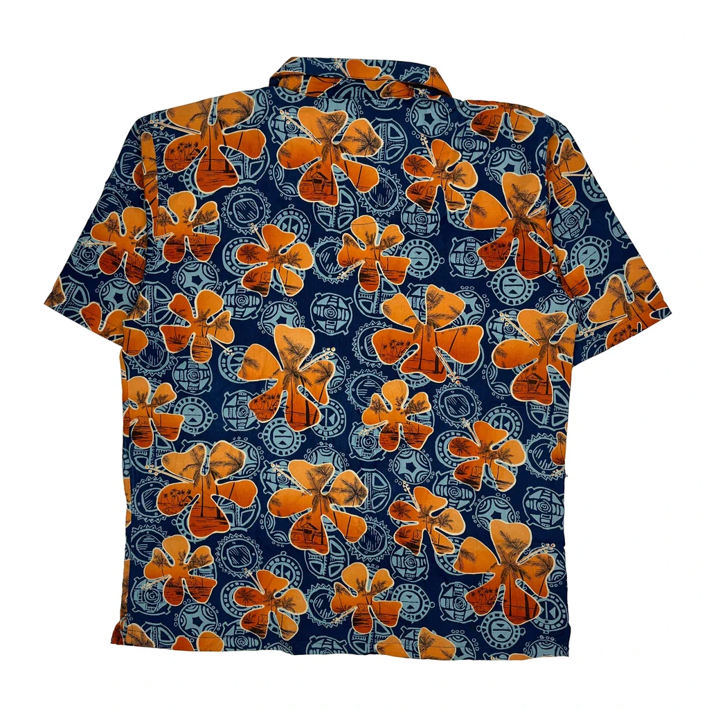 Unbranded Floral Hawaiian Shirt - XL Blue Polyester - Image 2