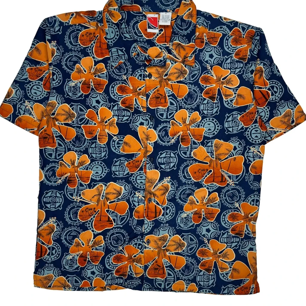Unbranded Floral Hawaiian Shirt - XL Blue Polyester - Image 4