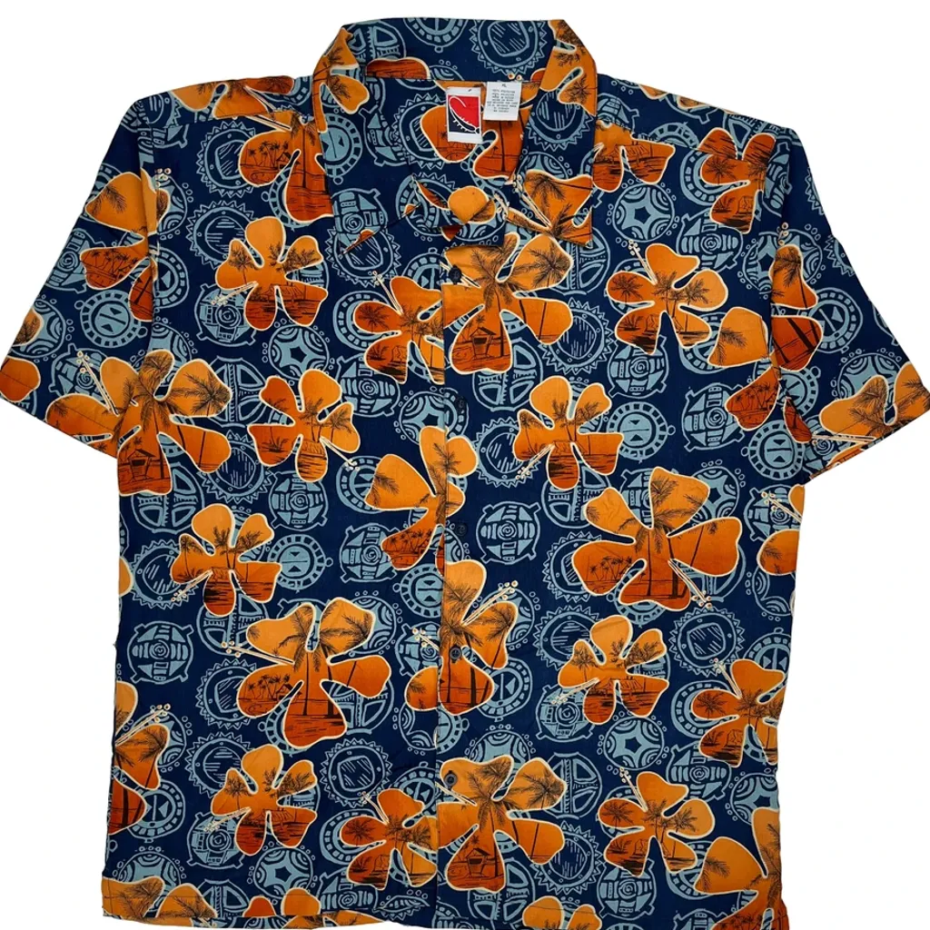 Unbranded Floral Hawaiian Shirt - XL Blue Polyester - Image 5