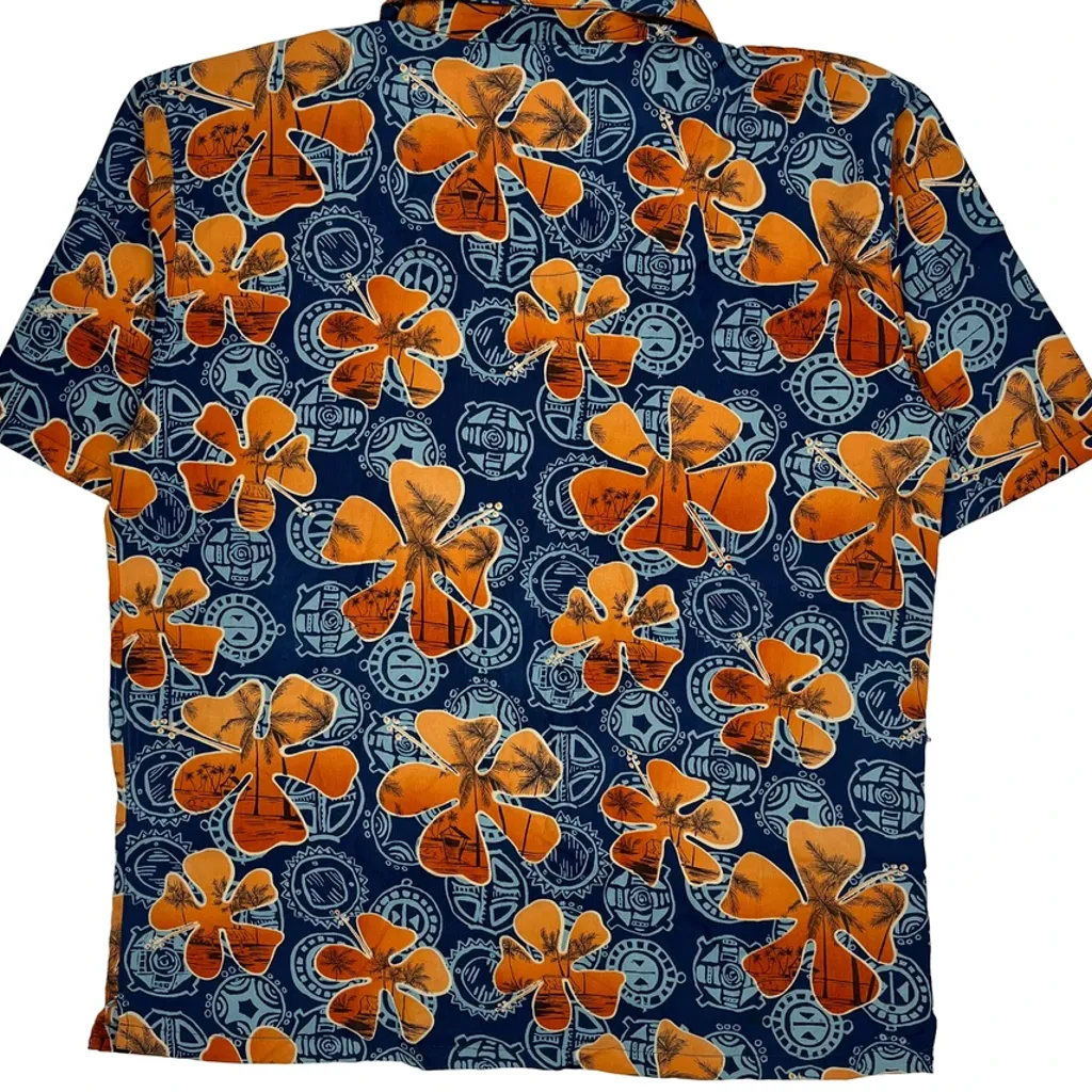 Unbranded Floral Hawaiian Shirt - XL Blue Polyester - Image 6