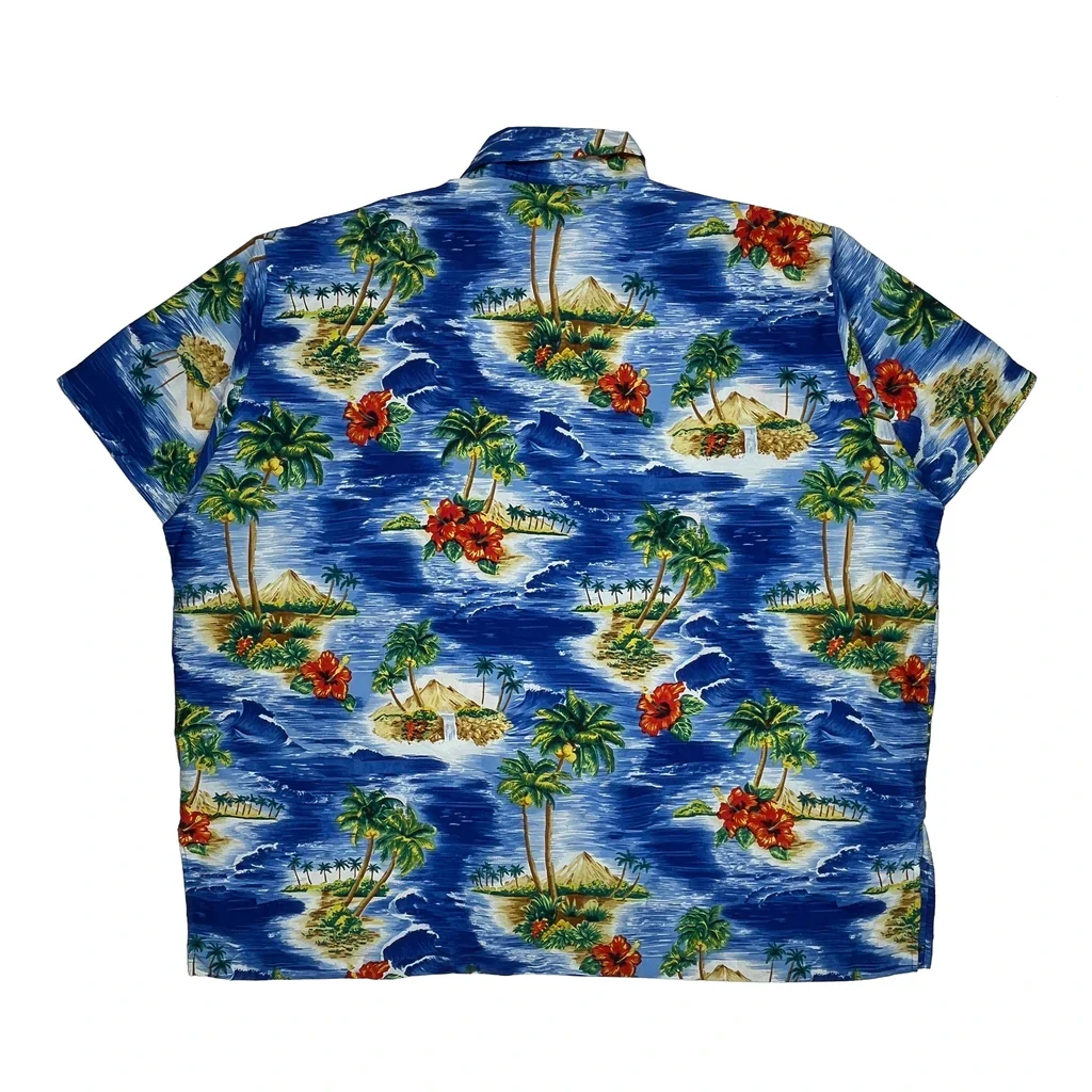 Unbranded Floral Hawaiian Shirt - 2XL Blue Cotton - Image 2