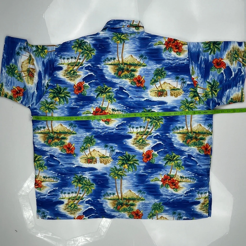Unbranded Floral Hawaiian Shirt - 2XL Blue Cotton - Image 3