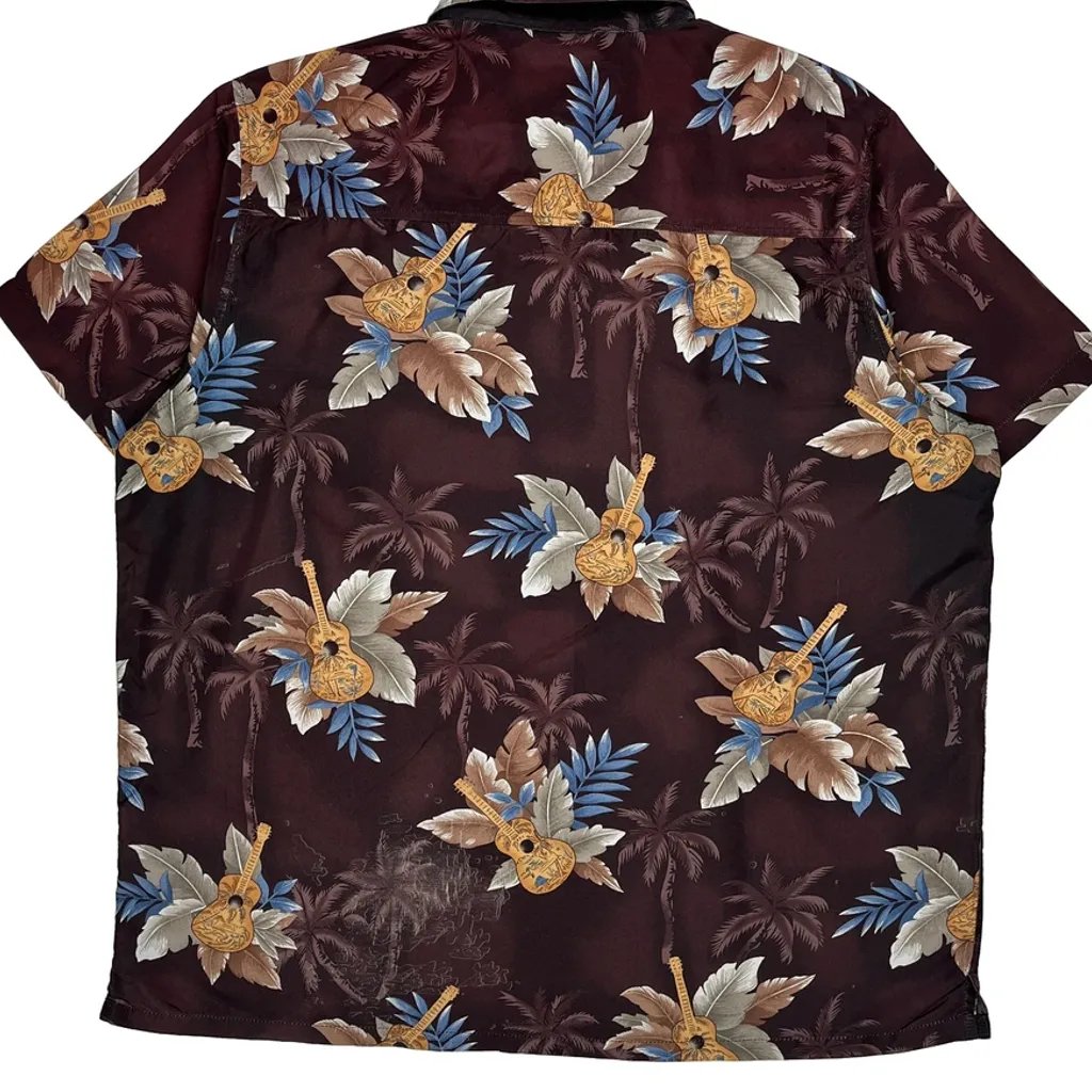 Unbranded Floral Hawaiian Shirt - XL Burgundy Cotton - Image 6