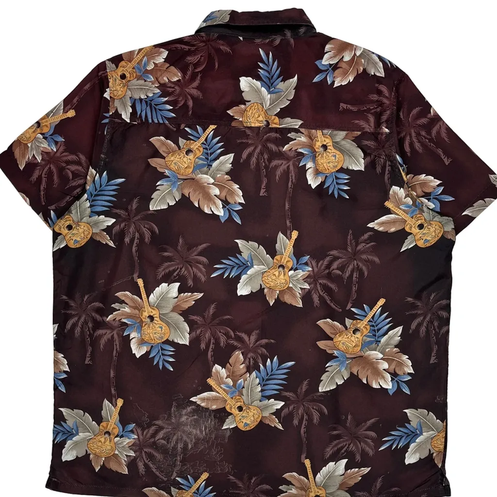Unbranded Floral Hawaiian Shirt - XL Burgundy Cotton - Image 7