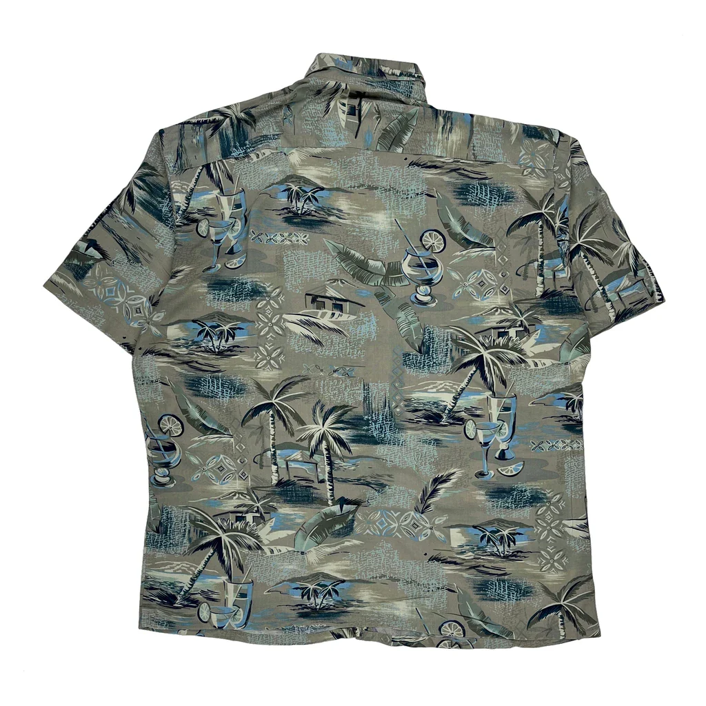 Unbranded Graphic Hawaiian Shirt - Large Grey Viscose - Image 2